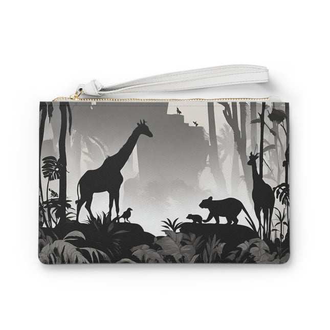 Animal Clutch Bag, Makeup Case, Giraffe Purse, Animal Hand Bag, Jungle Wallet, Wild Animal Leather, Shadow Jungle Clutch