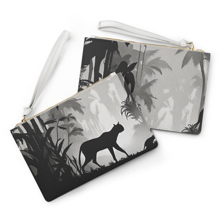 Animal Clutch Bag, Makeup Case, Cheetah Purse, Leopard Hand Bag, Jaguar Wallet, Wild Animal Leather, Shadow Jungle Clutch