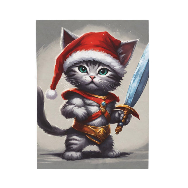Christmas Blankets Kids Adults Blankets Velveteen Plush Blanket Cat Lovers Christmas Gift Santa Warrior Kitten Holiday Gift Cat Holiday Gift