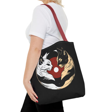 Cat Lovers Tote | Moon Lit Love Cat Grocery Bag | Feline Frisky Office Travel Carrier | Moonlight Kittens Cotton Traveler Tote