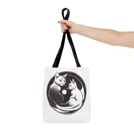 Cat Tote Bag | Moon Light Cats | Emerald Green Eyes Grocery Bag | Moonlit Mews Print Shopping Bag | Two Sided Office Carrier