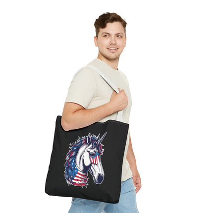 Patriotic Unicorn Gift Tote | American Flag Election Grocery Bag | United States Flag Freedom Lovers Office Travel Carrier | Patriot Sack