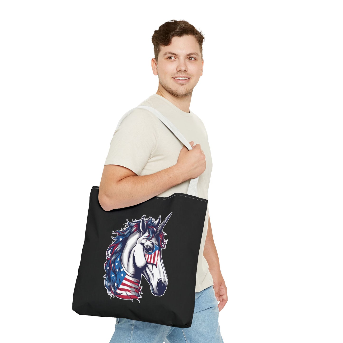 Patriotic Unicorn Gift Tote | American Flag Election Grocery Bag | United States Flag Freedom Lovers Office Travel Carrier | Patriot Sack