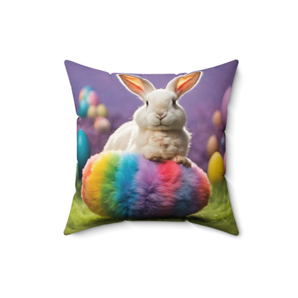COLORFUL EASTER BUNNY Fur Egg Pillow