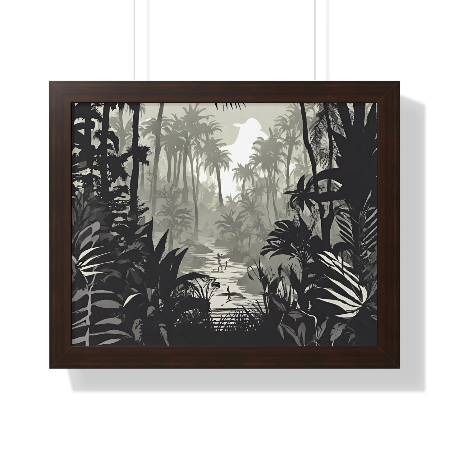 Wall Decor, Jungle Scene, Framed Wall Hanging, Black Shadow Print, Nature Scene Picture, Living Room Poster, Office Scenery