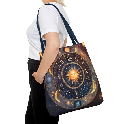 Moon Phases Tote Bag | Lunar Cycle Astronomy Wiccan Grocery Bag | Solstice Home Office Laptop Carrier | Solar System Travel Overnight Gift
