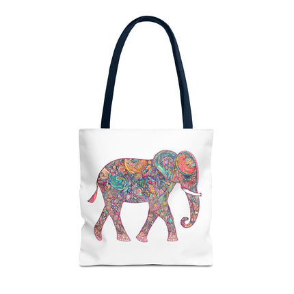 Elephant Gift Tote | Majestic Color Pattern Custom Grocery Bag | Animal Lovers Office Travel Carrier | Wild Safari Business Traveler
