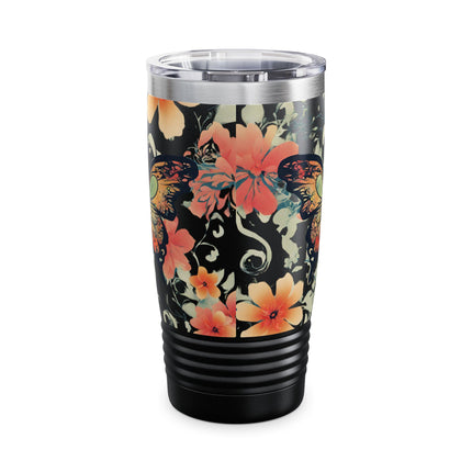BUTTERFLY Tumbler - Flying Insect Flower Pattern Travel Mug