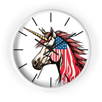 PATRIOTIC UNICORN Wall Clock - USA Freedom Fantasy Horse Decor
