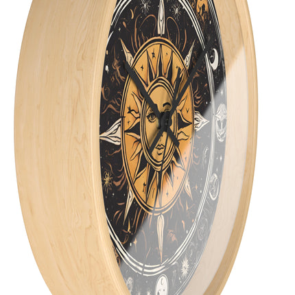 Sun and Moon Wall Art Clock | Celestial Solstice Astronomy Wiccan Hanging | Comet Constellations Home Office Solar System Pagan Decor Gift