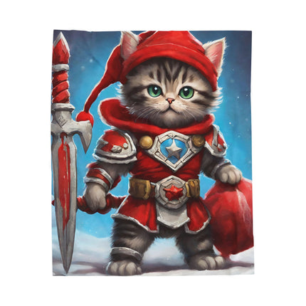 Christmas Blankets Kids Adults Blankets Velveteen Plush Blanket Cat Lovers Christmas Gift Santa Warrior Kitten Holiday Gift Cat Holiday Gift