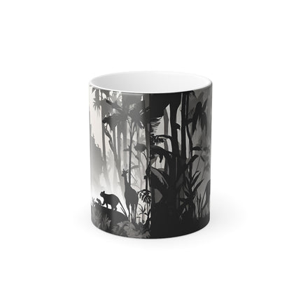 Color Changing Giraffe and Wild Cat Jungle Scene Coffee Mug