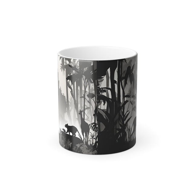 Color Changing Giraffe and Wild Cat Jungle Scene Coffee Mug