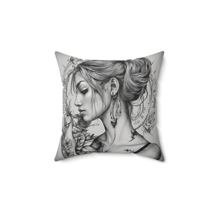 ROSE FLOWERED WOMAN Decorative Pillow