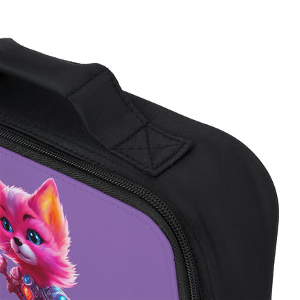 Neon Crystal Fox Girls School Lunch Bag, Hot Pink Centaurian Cosmic Guardian Tote, Insulated Child School Carrier