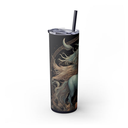 MAJESTIC MYTHS Skinny Tumbler - Horned Goat Horse Floral Moon Fantasy Traveler