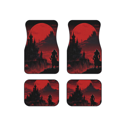 Castlevania Belmont Video Game Inspired Car Mats | Standing At The Precipice of Evil Auto Accessories | Dracula Castle Vampire Gamer Gift