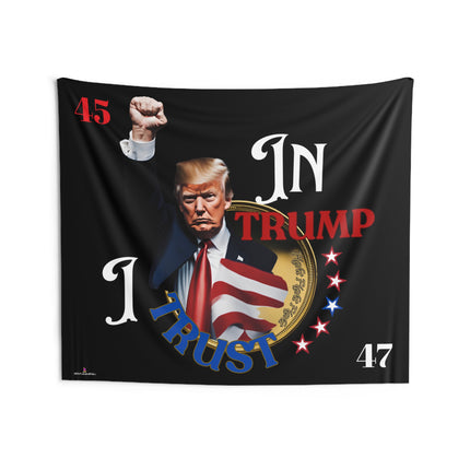 Trump Fight Fist Raise Coin Tapestry, President Trump Wall Hanging, Freedom Banner for Home Decor, Political Gift, USA Election Art