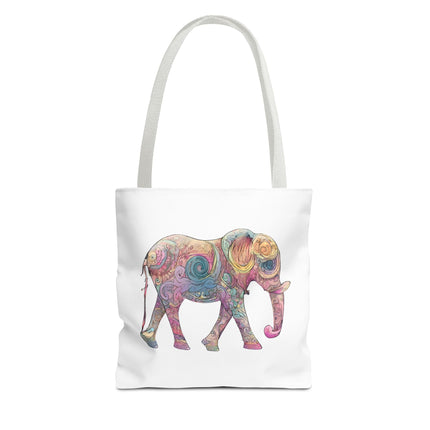 Elephant Lovers Tote | Majestic Color Pattern Custom Grocery Bag | Animal Gift Office Travel Carrier | Wild Woodland Business Traveler