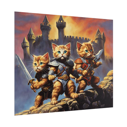 CAT BATTLE WARRIORS Poster - 80's Universe of Kitten Fighters Fantasy Epic Feline Battle Art