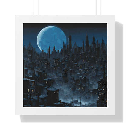 Wall Decor | City Street Panels Framed Poster | Skyline Buildings and Street Levels | Bedroom, Work or Home Office Wall Art Picture