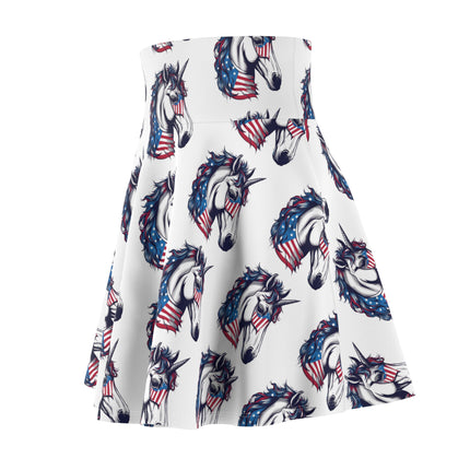 Patriotic Unicorn Skater Skirt | United States America Freedom Election Voter Summer Fall Wear | Patriot Loving American Veteran Womens Gift