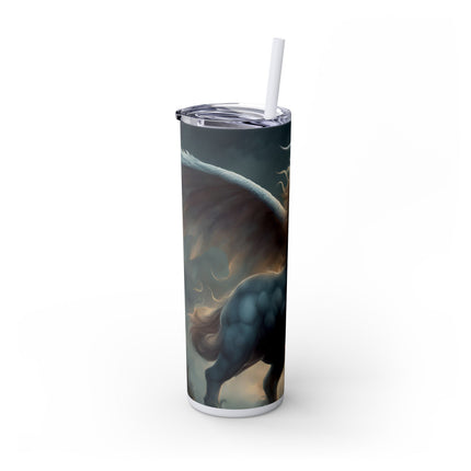 MAJESTIC MYTHS Skinny Tumbler -  Horned Pegasus Sky Cloud Fantasy Traveler