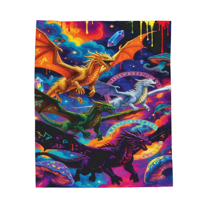 PSYCHEDELIC DRAGON QUAD Trippy Mushroom Blanket