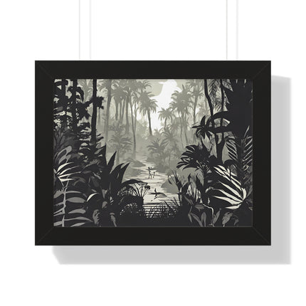 Wall Decor, Jungle Scene, Framed Wall Hanging, Black Shadow Print, Nature Scene Picture, Living Room Poster, Office Scenery