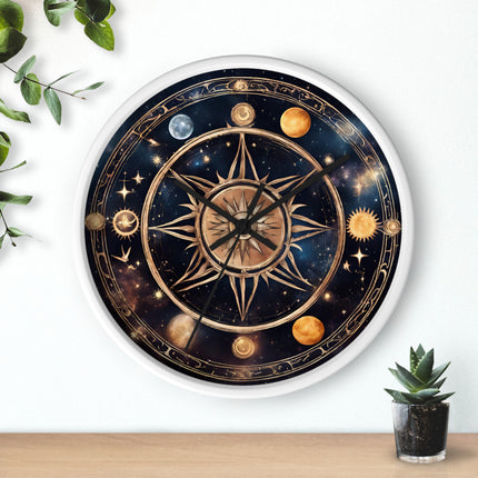 MOON PHASES SOLSTICE Wall Clock - Wiccan Lunar Cycle Pagan Decor