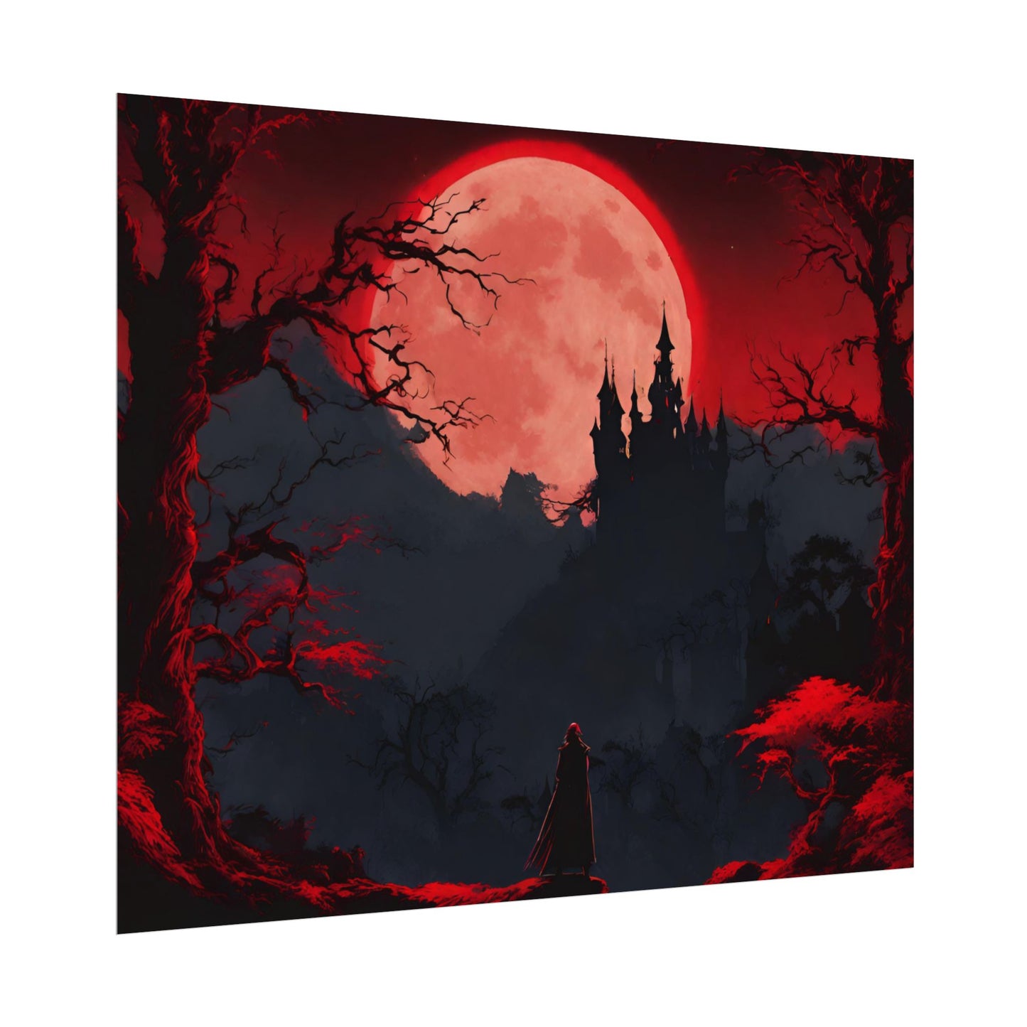 Castlevania Belmont Video Game Room Inspired Wall Decor | Cursed Ring of Lunar Blood Poster | Dracula Castle Vampire Night Wall Hanging