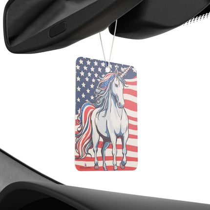 Red White & Blue Patriotic Unicorn Car Air Freshener, American Flag Freedom Horse Scented Gift, Stars and Stripes U.S. Truck Auto Accessory