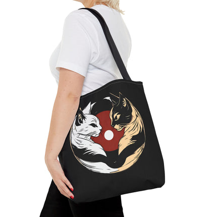 Cat Lovers Tote | Moon Lit Love Cat Grocery Bag | Feline Frisky Office Travel Carrier | Moonlight Kittens Cotton Traveler Tote