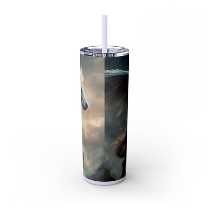 MAJESTIC MYTHS Skinny Tumbler -  Horned Pegasus Sky Cloud Fantasy Traveler