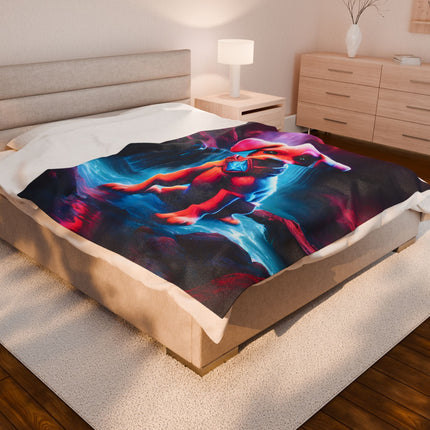 GLOWING WATERFALL CAVERN COSMIC PUPPY Blanket - Neon Crystal Collar Dog Bed Cover