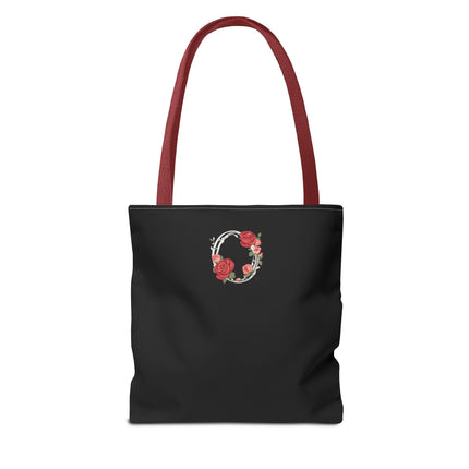 Custom Letter Personalized Tote | Rose Flowered Grocery Travel Bag | Floral Print Roses Office Laptop & Books or Exercise Overnight Carrier