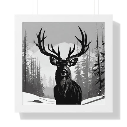 MAJESTIC BUCK WINTER SCENE - Deer Hunter Framed Wall Art