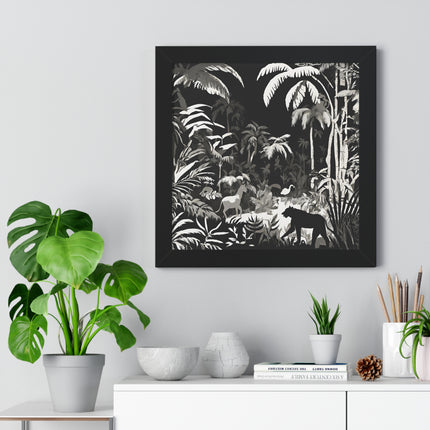 ANIMAL KINGDOM JUNGLE SCENE - Wildlife Shadow Framed Wall Art