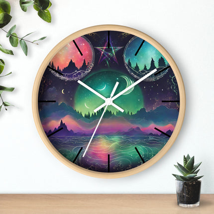 MOONLIGHT MOUNTAINS BOREALIS Wall Clock