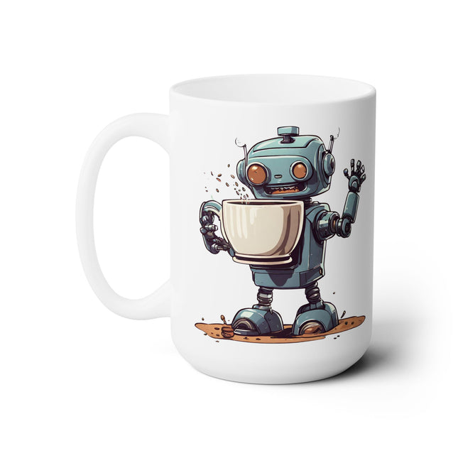 Caffeine Machine Robot Adult or Kids Gift Mug, Ceramic 15oz