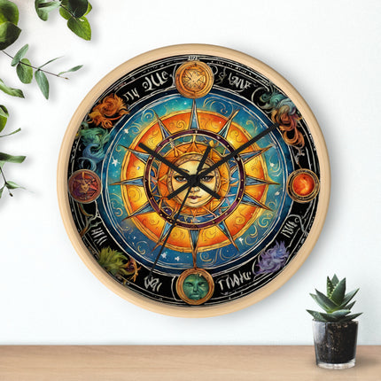 CELESTIAL COSMIC SUN Wall Clock - Galaxy Stars Astronomy Decor