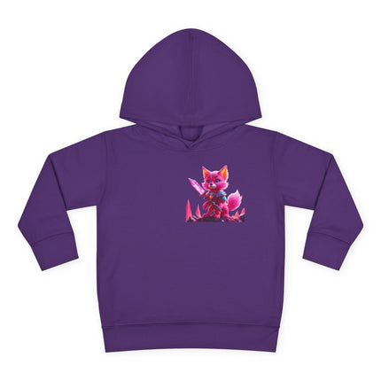 Neon Crystal Fox Toddler Girls Hoodie, Hot Pink Centaurian Cosmic Guardian Sweatshirt, Two Sided 2T 4T 5-6T Long Sleeve Hood
