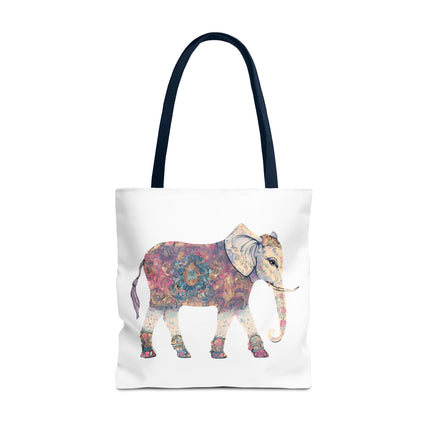 Elephant Lovers Tote | Majestic Color Pattern Custom Grocery Bag | Animal Gift Office Travel Carrier | Wild Woodland Business Traveler