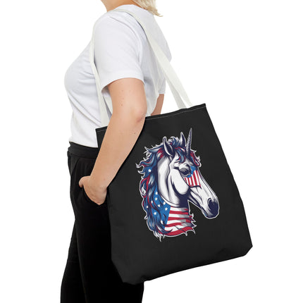 Patriotic Unicorn Gift Tote | American Flag Election Grocery Bag | United States Flag Freedom Lovers Office Travel Carrier | Patriot Sack