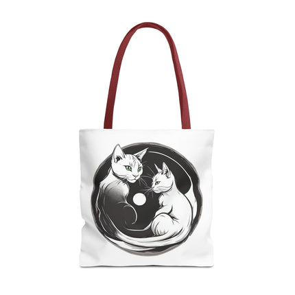 Cat Tote Bag | Moon Light Cats | Emerald Green Eyes Grocery Bag | Moonlit Mews Print Shopping Bag | Two Sided Office Carrier