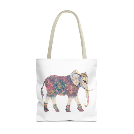 Elephant Lovers Tote | Majestic Color Pattern Custom Grocery Bag | Animal Gift Office Travel Carrier | Wild Woodland Business Traveler