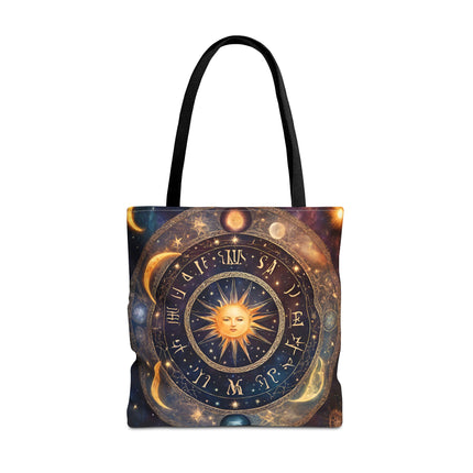 Moon Phases Tote Bag | Lunar Cycle Astronomy Wiccan Grocery Bag | Solstice Home Office Laptop Carrier | Solar System Travel Overnight Gift