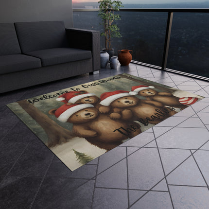 PERSONALIZED FAMILY NAME CHRISTMAS BEAR Rug