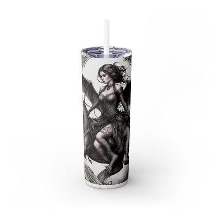 GOTHIC MEDIEVAL FLYING DRAGON Skinny Tumbler - Mutating Lizard Woman Beast Dark Fantasy Cup