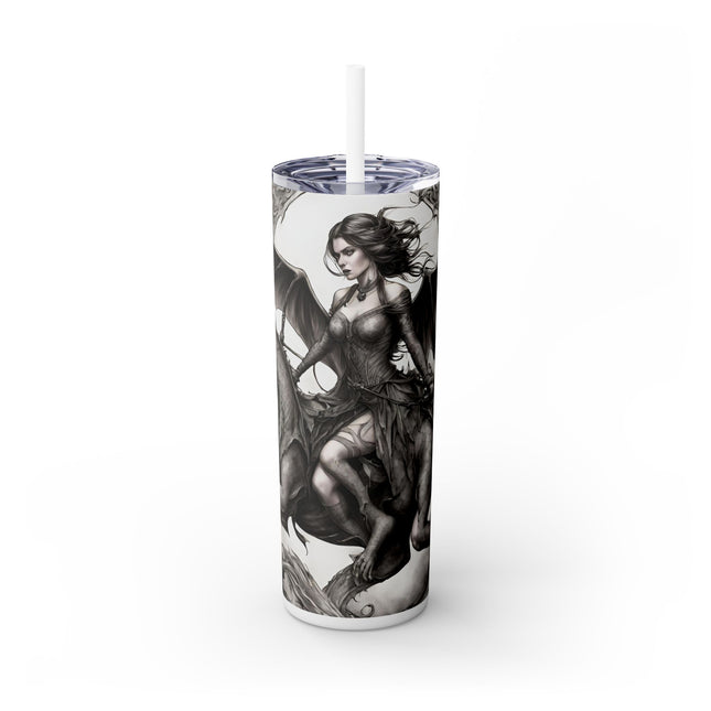 GOTHIC MEDIEVAL FLYING DRAGON Skinny Tumbler - Mutating Lizard Woman Beast Dark Fantasy Cup